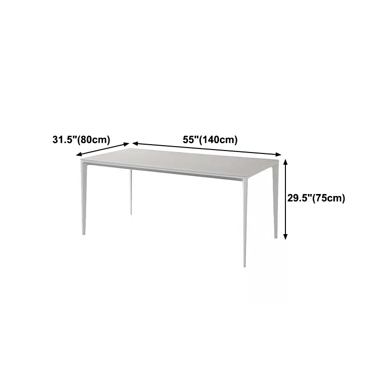 Stone Top Dining Table Contemporary Rectangle Dining Table with 4 Legs in White Clearhalo 'Dining Tables & Seating' 'Dining Tables' 'dining_table' 'Furniture' 'furniture_dining_table' 'Kitchen & Dining Furniture' 'kitchen' 'kitchen_dining_table' 4978065