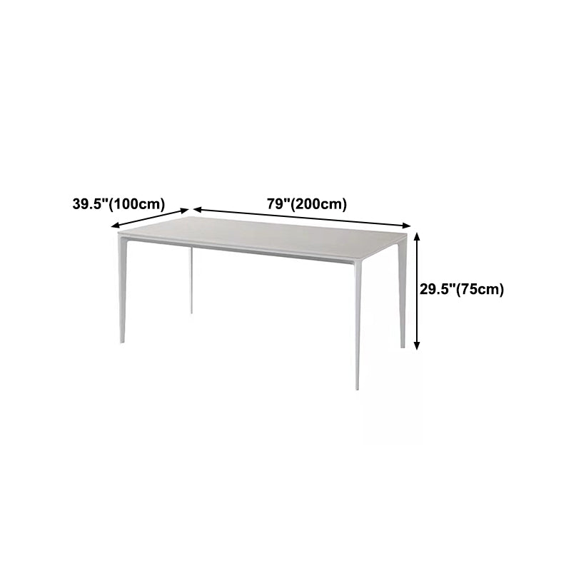 Stone Top Dining Table Contemporary Rectangle Dining Table with 4 Legs in White Clearhalo 'Dining Tables & Seating' 'Dining Tables' 'dining_table' 'Furniture' 'furniture_dining_table' 'Kitchen & Dining Furniture' 'kitchen' 'kitchen_dining_table' 4978069