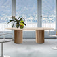 Modern Pine Wood Table for Restaurant Oval Dining Table with Double Pedestal Base Clearhalo 'Dining Tables & Seating' 'Dining Tables' 'dining_table' 'furn' 'furn_dining_table' 'Furniture' 'furniture_dining_table' 'Kitchen & Dining Furniture' 'kitchen' 'kitchen_dining_table' 4978076