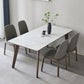 Modern Stone Dining Site Table 4 Wood Legs Rectangle Home Dining Table White 63"L x 31.5"W x 29.5"H Without Chairs Clearhalo 'Dining Tables & Seating' 'Dining Tables' 'dining_table' 'furn' 'furn_dining_table' 'Furniture' 'furniture_dining_table' 'Kitchen & Dining Furniture' 'kitchen' 'kitchen_dining_table' 4978091