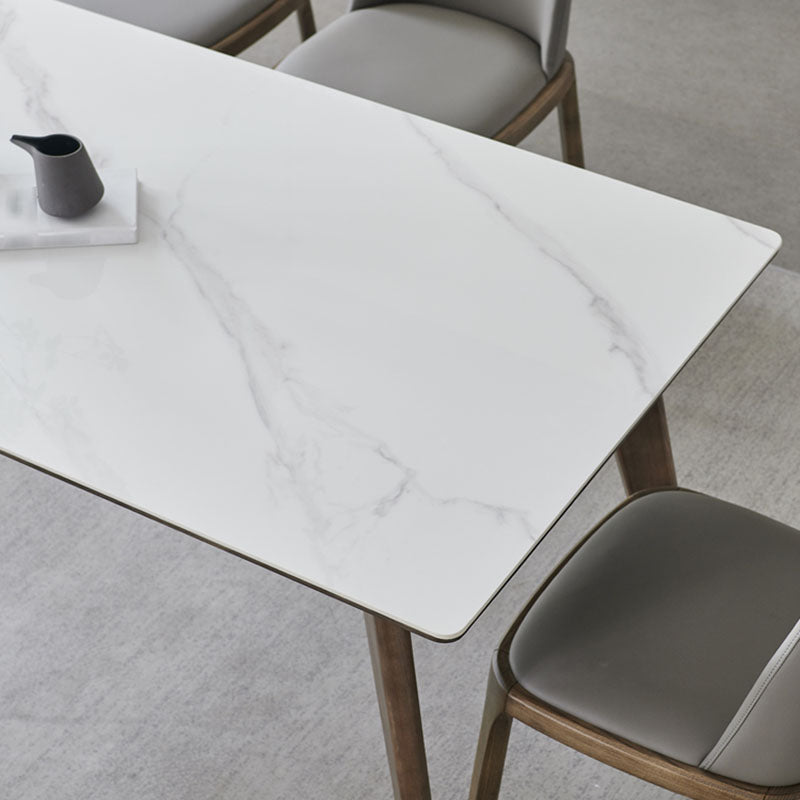Modern Stone Dining Site Table 4 Wood Legs Rectangle Home Dining Table Clearhalo 'Dining Tables & Seating' 'Dining Tables' 'dining_table' 'furn' 'furn_dining_table' 'Furniture' 'furniture_dining_table' 'Kitchen & Dining Furniture' 'kitchen' 'kitchen_dining_table' 4978095
