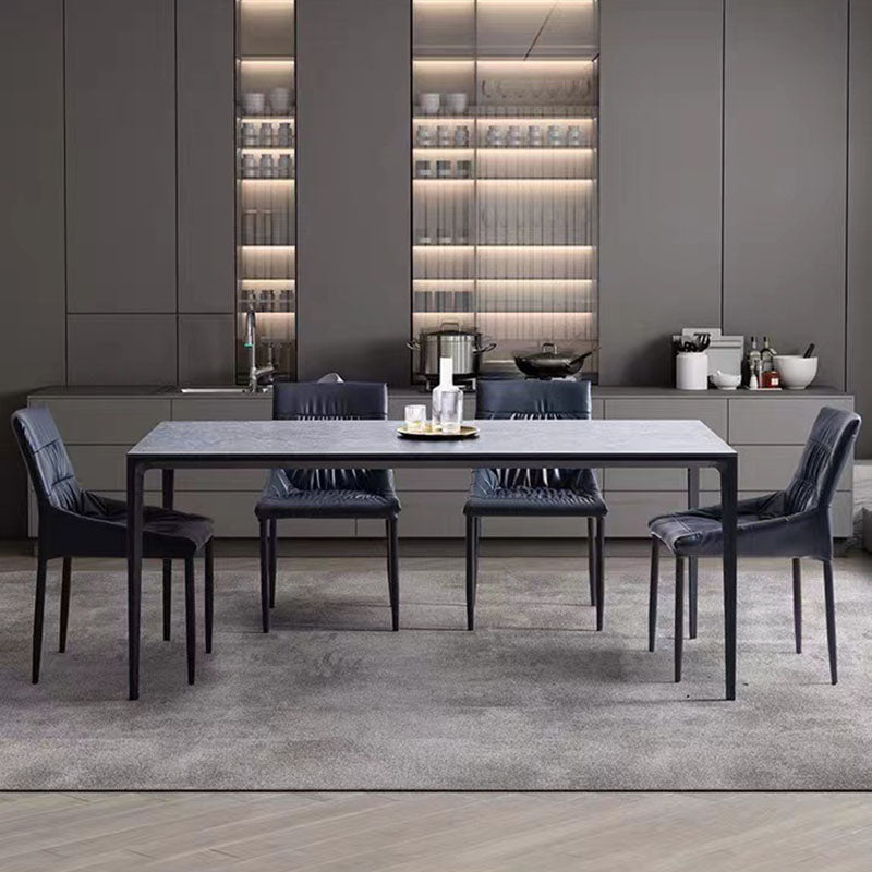 Stone Top Dining Table Modern Dining Table with 4 Metal Legs White Clearhalo 'Dining Tables & Seating' 'Dining Tables' 'dining_table' 'Furniture' 'furniture_dining_table' 'Kitchen & Dining Furniture' 'kitchen' 'kitchen_dining_table' 4978103