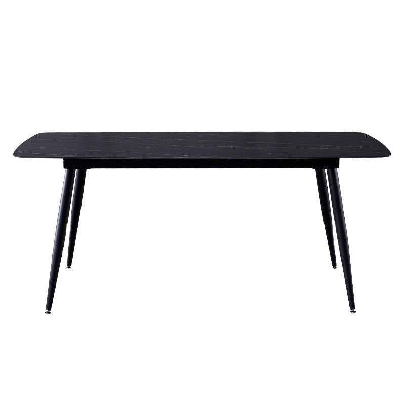 Stone Top Dining Table Industrial Rectangle Table with 4 Legs Black Without Chairs Clearhalo 'Dining Tables & Seating' 'Dining Tables' 'dining_table' 'furn' 'furn_dining_table' 'Furniture' 'furniture_dining_table' 'Kitchen & Dining Furniture' 'kitchen' 'kitchen_dining_table' 4978119