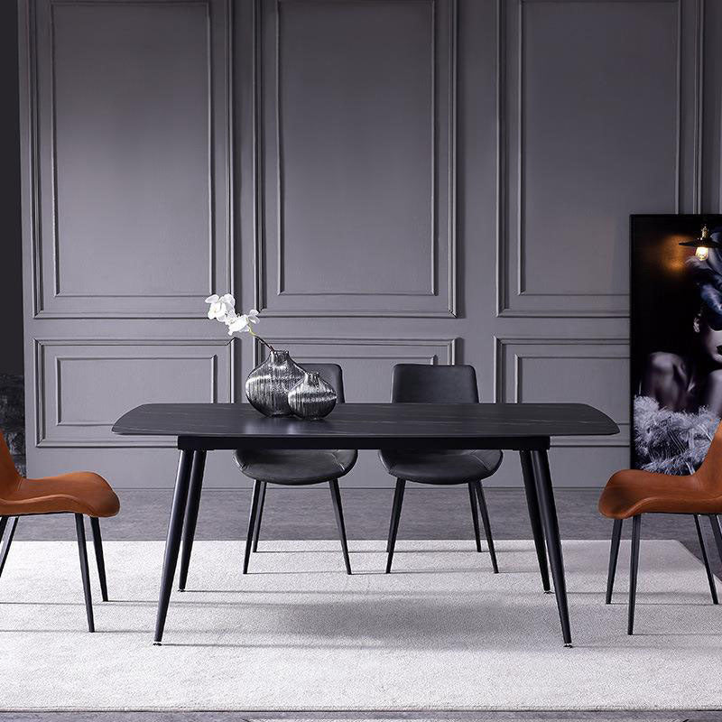 Stone Top Dining Table Industrial Rectangle Table with 4 Legs Clearhalo 'Dining Tables & Seating' 'Dining Tables' 'dining_table' 'furn' 'furn_dining_table' 'Furniture' 'furniture_dining_table' 'Kitchen & Dining Furniture' 'kitchen' 'kitchen_dining_table' 4978124