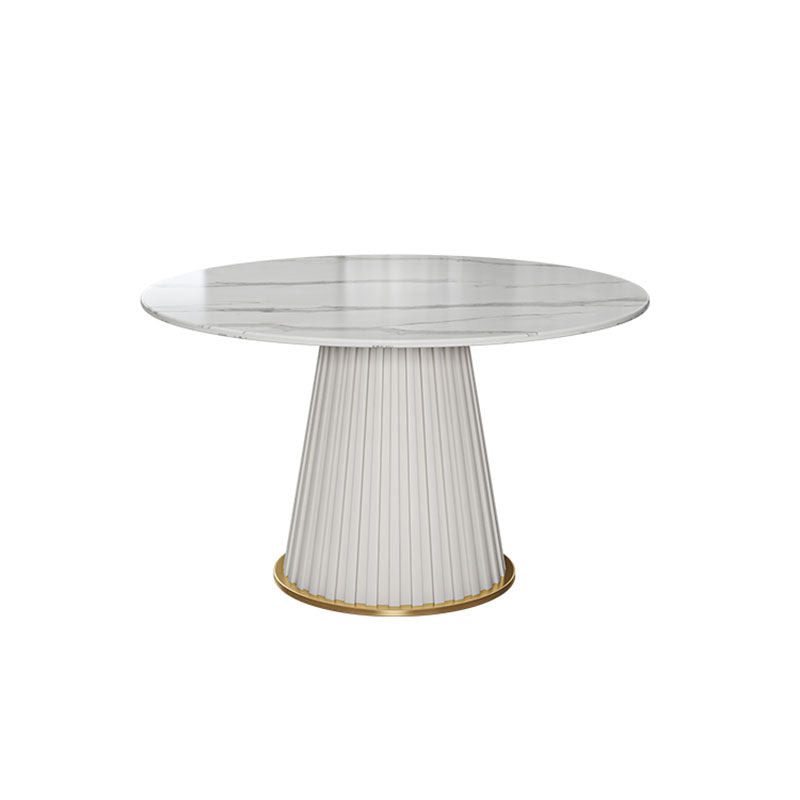 Glam Sintered Stone Dining Table Round Dining Table with Pedestal Base Clearhalo 'Dining Tables & Seating' 'Dining Tables' 'dining_table' 'furn' 'furn_dining_table' 'Furniture' 'furniture_dining_table' 'Kitchen & Dining Furniture' 'kitchen' 'kitchen_dining_table' 4978134
