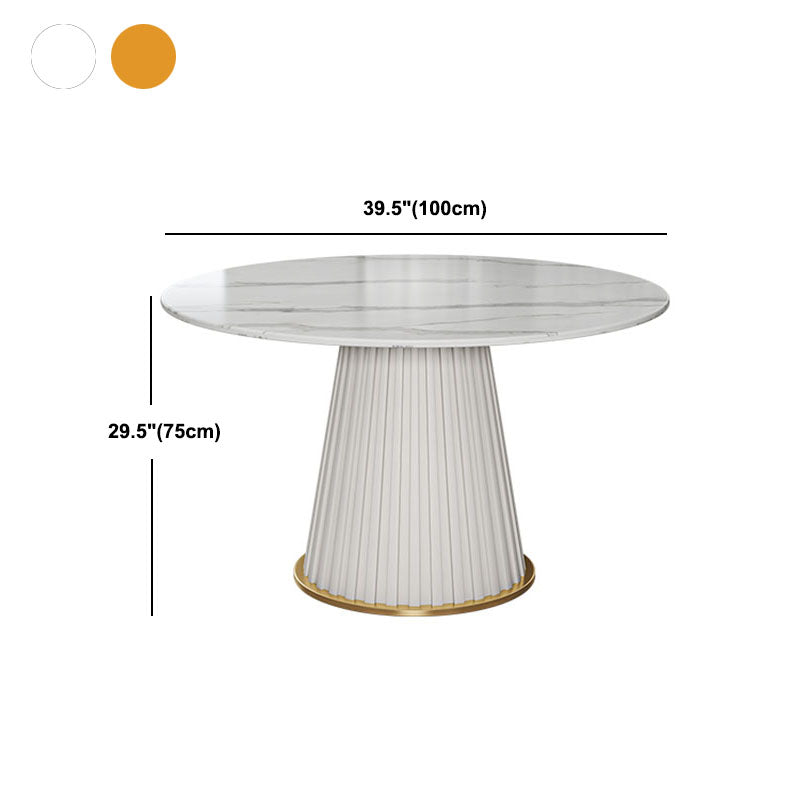 Glam Sintered Stone Dining Table Round Dining Table with Pedestal Base Clearhalo 'Dining Tables & Seating' 'Dining Tables' 'dining_table' 'furn' 'furn_dining_table' 'Furniture' 'furniture_dining_table' 'Kitchen & Dining Furniture' 'kitchen' 'kitchen_dining_table' 4978139