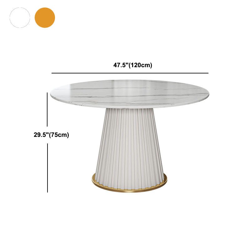 Glam Sintered Stone Dining Table Round Dining Table with Pedestal Base Clearhalo 'Dining Tables & Seating' 'Dining Tables' 'dining_table' 'furn' 'furn_dining_table' 'Furniture' 'furniture_dining_table' 'Kitchen & Dining Furniture' 'kitchen' 'kitchen_dining_table' 4978140