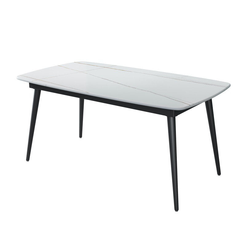 Rectangle Stone Top Dining Table Contemporary Dining Table with 4 Legs White Without Chairs Clearhalo 'Dining Tables & Seating' 'Dining Tables' 'dining_table' 'furn' 'furn_dining_table' 'Furniture' 'furniture_dining_table' 'Kitchen & Dining Furniture' 'kitchen' 'kitchen_dining_table' 4978147