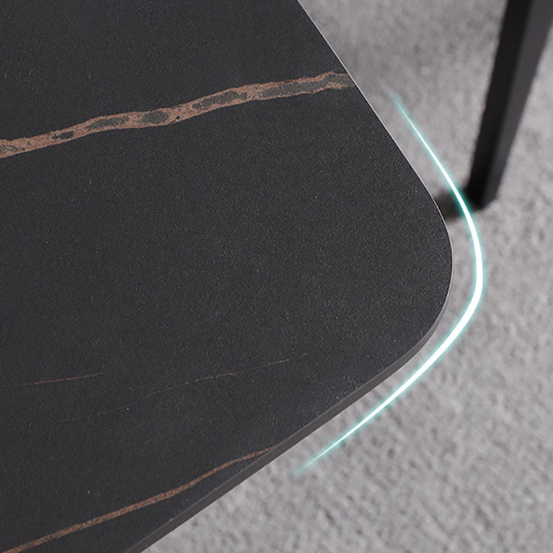 Rectangle Stone Top Dining Table Contemporary Dining Table with 4 Legs Clearhalo 'Dining Tables & Seating' 'Dining Tables' 'dining_table' 'furn' 'furn_dining_table' 'Furniture' 'furniture_dining_table' 'Kitchen & Dining Furniture' 'kitchen' 'kitchen_dining_table' 4978149
