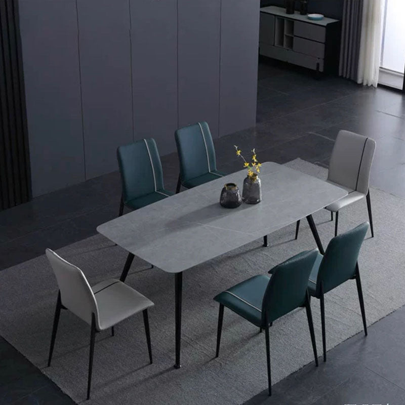 Rectangle Stone Top Dining Table Contemporary Dining Table with 4 Legs Clearhalo 'Dining Tables & Seating' 'Dining Tables' 'dining_table' 'furn' 'furn_dining_table' 'Furniture' 'furniture_dining_table' 'Kitchen & Dining Furniture' 'kitchen' 'kitchen_dining_table' 4978153