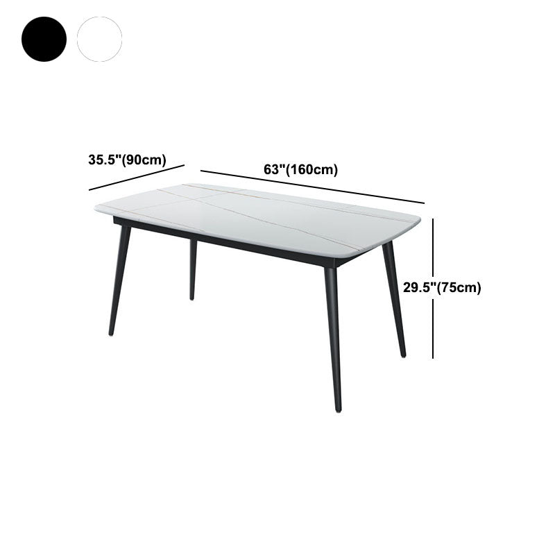 Rectangle Stone Top Dining Table Contemporary Dining Table with 4 Legs Clearhalo 'Dining Tables & Seating' 'Dining Tables' 'dining_table' 'furn' 'furn_dining_table' 'Furniture' 'furniture_dining_table' 'Kitchen & Dining Furniture' 'kitchen' 'kitchen_dining_table' 4978158