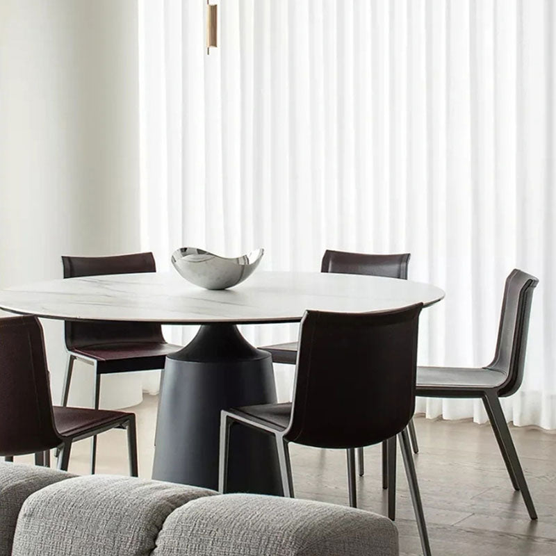 Modern Sintered Stone Dining Table Round Dining Room Table with Pedestal Base Clearhalo 'Dining Tables & Seating' 'Dining Tables' 'dining_table' 'furn' 'furn_dining_table' 'Furniture' 'furniture_dining_table' 'Kitchen & Dining Furniture' 'kitchen' 'kitchen_dining_table' 4978175