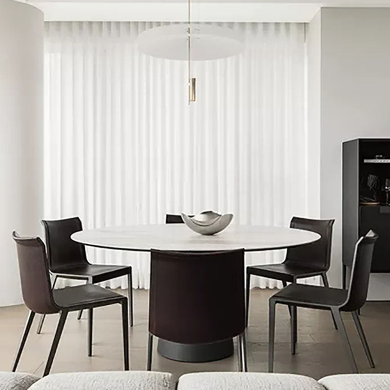 Modern Sintered Stone Dining Table Round Dining Room Table with Pedestal Base 53.1"L x 53.1"W x 29.5"H Fixed Table Without Chairs Clearhalo 'Dining Tables & Seating' 'Dining Tables' 'dining_table' 'furn' 'furn_dining_table' 'Furniture' 'furniture_dining_table' 'Kitchen & Dining Furniture' 'kitchen' 'kitchen_dining_table' 4978176