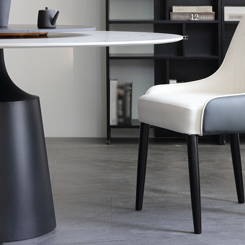Modern Sintered Stone Dining Table Round Dining Room Table with Pedestal Base Clearhalo 'Dining Tables & Seating' 'Dining Tables' 'dining_table' 'furn' 'furn_dining_table' 'Furniture' 'furniture_dining_table' 'Kitchen & Dining Furniture' 'kitchen' 'kitchen_dining_table' 4978178