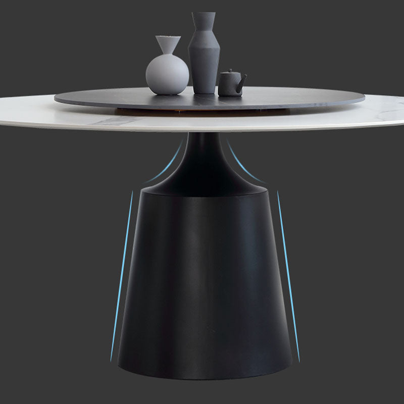 Modern Sintered Stone Dining Table Round Dining Room Table with Pedestal Base Clearhalo 'Dining Tables & Seating' 'Dining Tables' 'dining_table' 'furn' 'furn_dining_table' 'Furniture' 'furniture_dining_table' 'Kitchen & Dining Furniture' 'kitchen' 'kitchen_dining_table' 4978180