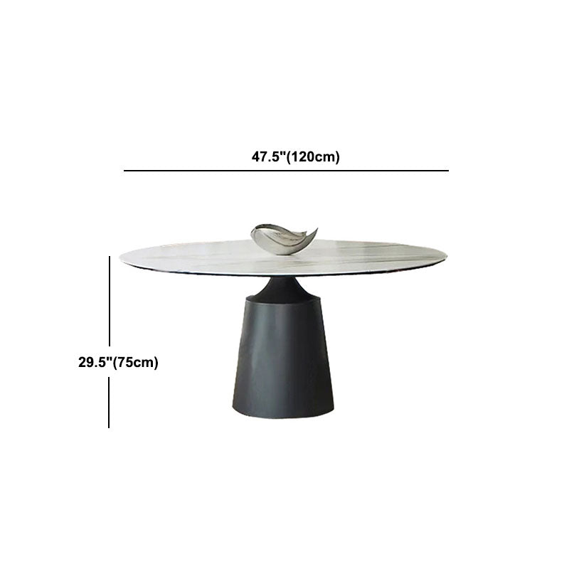 Modern Sintered Stone Dining Table Round Dining Room Table with Pedestal Base Clearhalo 'Dining Tables & Seating' 'Dining Tables' 'dining_table' 'furn' 'furn_dining_table' 'Furniture' 'furniture_dining_table' 'Kitchen & Dining Furniture' 'kitchen' 'kitchen_dining_table' 4978182