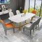 Sintered Stone Table for Restaurant Luxury Rectangle Dining Table with Trestle Base White 63"L x 35.4"W x 29.5"H Without Chairs Clearhalo 'Dining Tables & Seating' 'Dining Tables' 'dining_table' 'furn' 'furn_dining_table' 'Furniture' 'furniture_dining_table' 'Kitchen & Dining Furniture' 'kitchen' 'kitchen_dining_table' 4978191