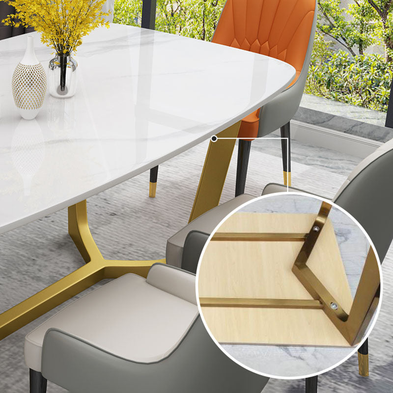 Sintered Stone Table for Restaurant Luxury Rectangle Dining Table with Trestle Base Clearhalo 'Dining Tables & Seating' 'Dining Tables' 'dining_table' 'furn' 'furn_dining_table' 'Furniture' 'furniture_dining_table' 'Kitchen & Dining Furniture' 'kitchen' 'kitchen_dining_table' 4978196