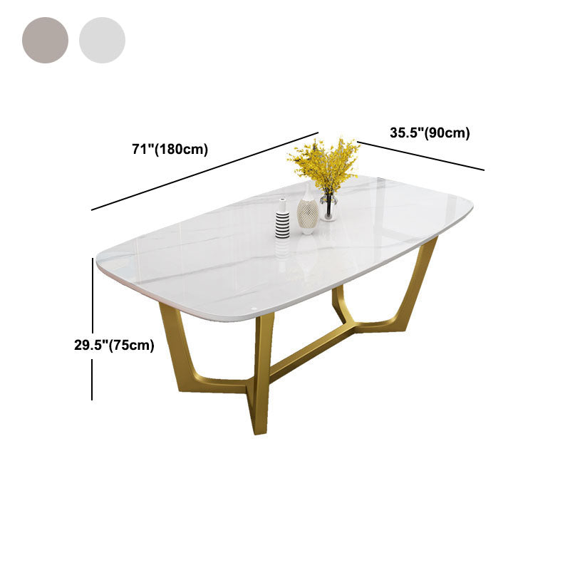 Sintered Stone Table for Restaurant Luxury Rectangle Dining Table with Trestle Base Clearhalo 'Dining Tables & Seating' 'Dining Tables' 'dining_table' 'furn' 'furn_dining_table' 'Furniture' 'furniture_dining_table' 'Kitchen & Dining Furniture' 'kitchen' 'kitchen_dining_table' 4978202