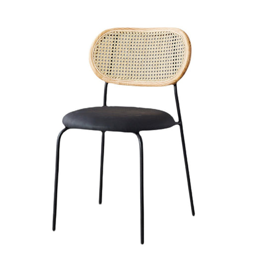 Modern Style PU Leather Chair Cane Back Armless Dining Chair Clearhalo 'Dining Chairs' 'Dining Tables & Seating' 'dining_chair' 'furn' 'furn_dining_chair' 'Furniture' 'furniture_dining_chair' 'Kitchen & Dining Furniture' 4978212