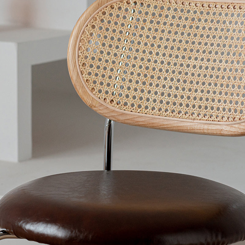 Modern Style PU Leather Chair Cane Back Armless Dining Chair Clearhalo 'Dining Chairs' 'Dining Tables & Seating' 'dining_chair' 'furn' 'furn_dining_chair' 'Furniture' 'furniture_dining_chair' 'Kitchen & Dining Furniture' 4978216