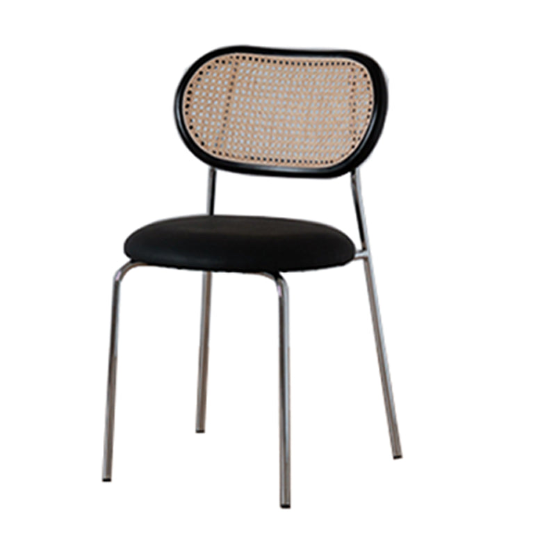 Modern Style PU Leather Chair Cane Back Armless Dining Chair Matte Black 1 Piece Clearhalo 'Dining Chairs' 'Dining Tables & Seating' 'dining_chair' 'furn' 'furn_dining_chair' 'Furniture' 'furniture_dining_chair' 'Kitchen & Dining Furniture' 4978217