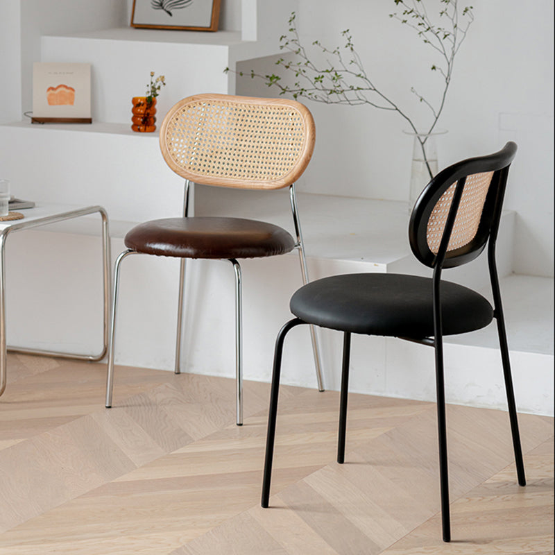 Modern Style PU Leather Chair Cane Back Armless Dining Chair Clearhalo 'Dining Chairs' 'Dining Tables & Seating' 'dining_chair' 'furn' 'furn_dining_chair' 'Furniture' 'furniture_dining_chair' 'Kitchen & Dining Furniture' 4978225