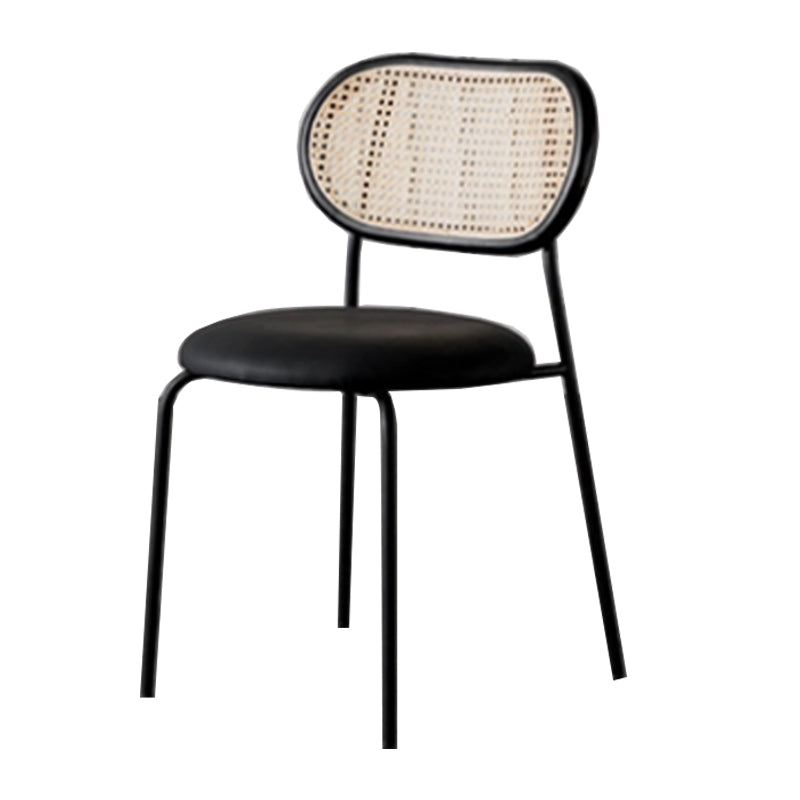 Modern Style PU Leather Chair Cane Back Armless Dining Chair Black 1 Piece Clearhalo 'Dining Chairs' 'Dining Tables & Seating' 'dining_chair' 'furn' 'furn_dining_chair' 'Furniture' 'furniture_dining_chair' 'Kitchen & Dining Furniture' 4978232