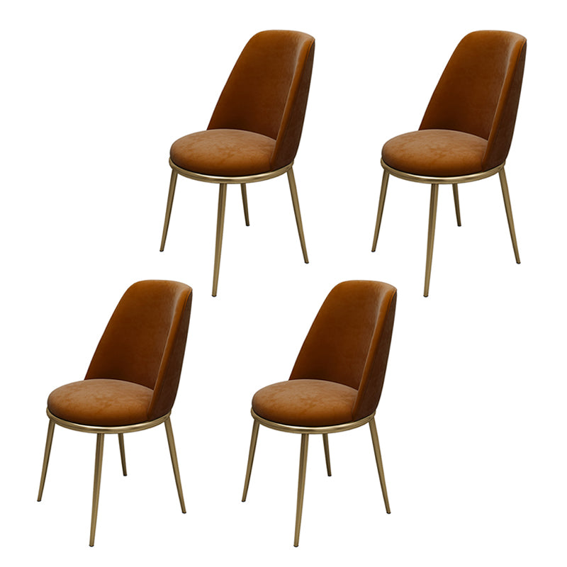 Armless Dining Chairs Glam Style Velvet Side Chairs for Dining Room Orange 4 Piece Set Clearhalo 'Dining Chairs' 'Dining Tables & Seating' 'dining_chair' 'furn' 'furn_dining_chair' 'Furniture' 'furniture_dining_chair' 'Kitchen & Dining Furniture' 4978241