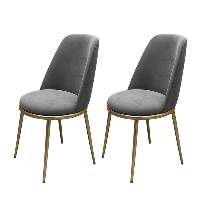 Armless Dining Chairs Glam Style Velvet Side Chairs for Dining Room Grey 2 Piece Set Clearhalo 'Dining Chairs' 'Dining Tables & Seating' 'dining_chair' 'furn' 'furn_dining_chair' 'Furniture' 'furniture_dining_chair' 'Kitchen & Dining Furniture' 4978244
