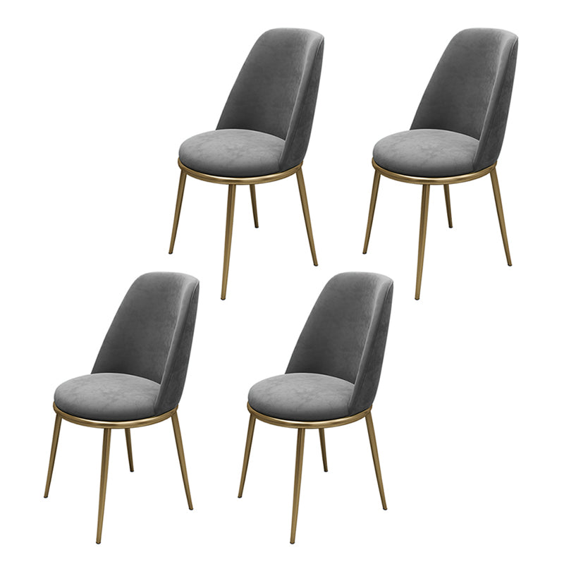 Armless Dining Chairs Glam Style Velvet Side Chairs for Dining Room Grey 4 Piece Set Clearhalo 'Dining Chairs' 'Dining Tables & Seating' 'dining_chair' 'furn' 'furn_dining_chair' 'Furniture' 'furniture_dining_chair' 'Kitchen & Dining Furniture' 4978246
