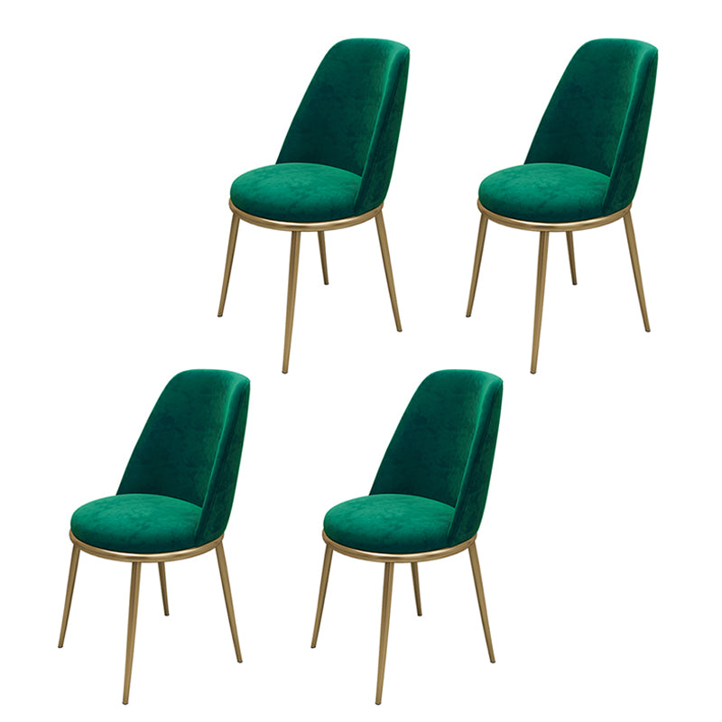 Armless Dining Chairs Glam Style Velvet Side Chairs for Dining Room Green 4 Piece Set Clearhalo 'Dining Chairs' 'Dining Tables & Seating' 'dining_chair' 'furn' 'furn_dining_chair' 'Furniture' 'furniture_dining_chair' 'Kitchen & Dining Furniture' 4978252