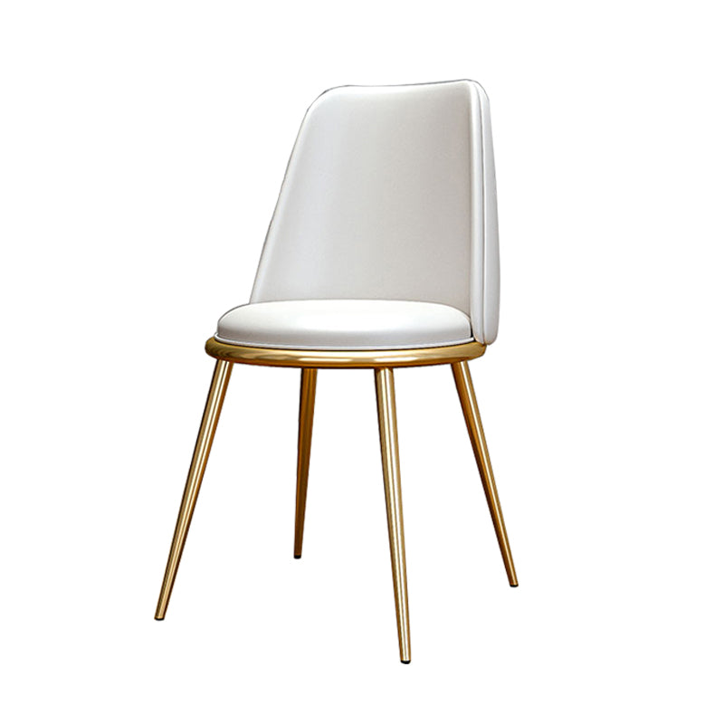 Glam Style Side Chair Parsons Indoor Dining Chair with Gold Legs White 1 Piece Clearhalo 'Dining Chairs' 'Dining Tables & Seating' 'dining_chair' 'furn' 'furn_dining_chair' 'Furniture' 'furniture_dining_chair' 'Kitchen & Dining Furniture' 4978256