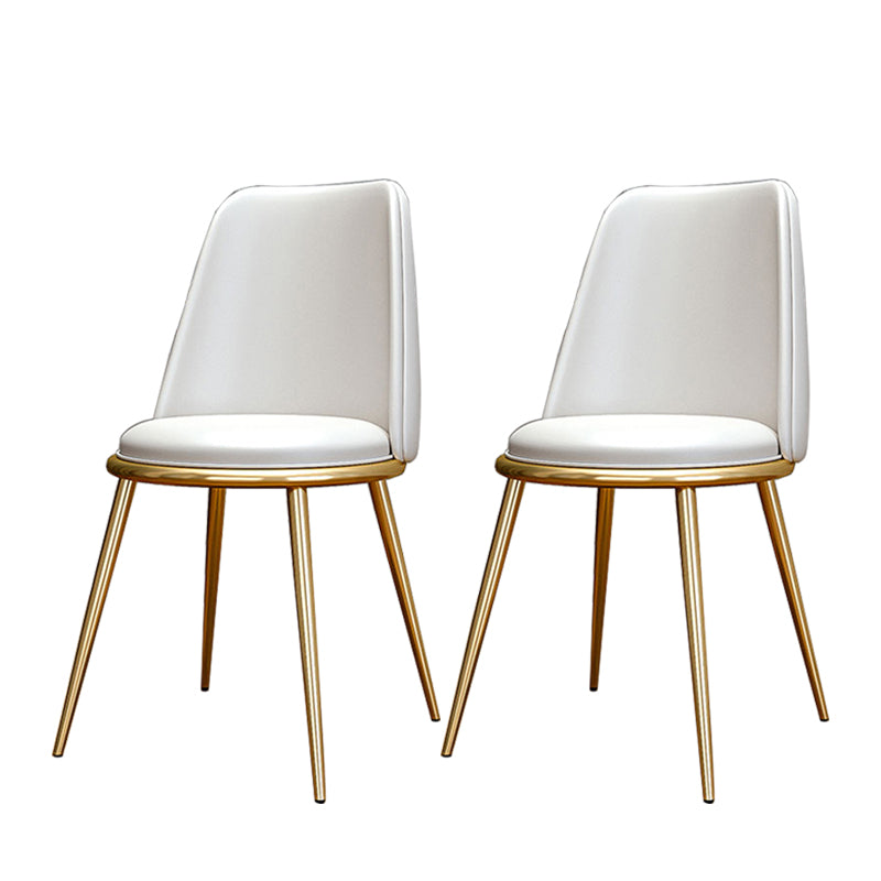 Glam Style Side Chair Parsons Indoor Dining Chair with Gold Legs White 2 Piece Set Clearhalo 'Dining Chairs' 'Dining Tables & Seating' 'dining_chair' 'furn' 'furn_dining_chair' 'Furniture' 'furniture_dining_chair' 'Kitchen & Dining Furniture' 4978257
