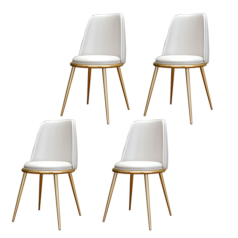 Glam Style Side Chair Parsons Indoor Dining Chair with Gold Legs White 4 Piece Set Clearhalo 'Dining Chairs' 'Dining Tables & Seating' 'dining_chair' 'furn' 'furn_dining_chair' 'Furniture' 'furniture_dining_chair' 'Kitchen & Dining Furniture' 4978259