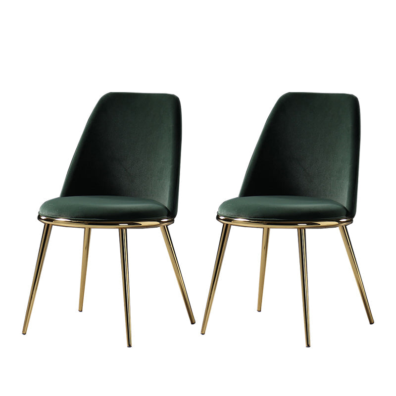 Glam Style Side Chair Parsons Indoor Dining Chair with Gold Legs Green 2 Piece Set Clearhalo 'Dining Chairs' 'Dining Tables & Seating' 'dining_chair' 'furn' 'furn_dining_chair' 'Furniture' 'furniture_dining_chair' 'Kitchen & Dining Furniture' 4978264