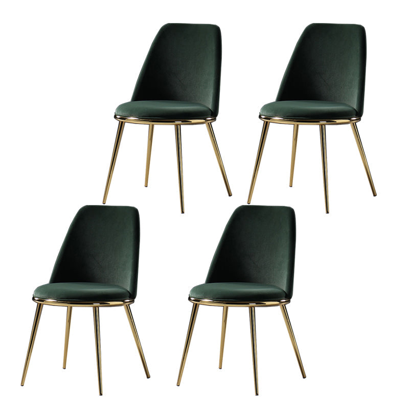 Glam Style Side Chair Parsons Indoor Dining Chair with Gold Legs Green 4 Piece Set Clearhalo 'Dining Chairs' 'Dining Tables & Seating' 'dining_chair' 'furn' 'furn_dining_chair' 'Furniture' 'furniture_dining_chair' 'Kitchen & Dining Furniture' 4978266