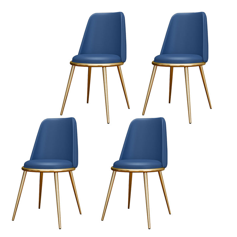 Glam Style Side Chair Parsons Indoor Dining Chair with Gold Legs Blue 4 Piece Set Clearhalo 'Dining Chairs' 'Dining Tables & Seating' 'dining_chair' 'furn' 'furn_dining_chair' 'Furniture' 'furniture_dining_chair' 'Kitchen & Dining Furniture' 4978272