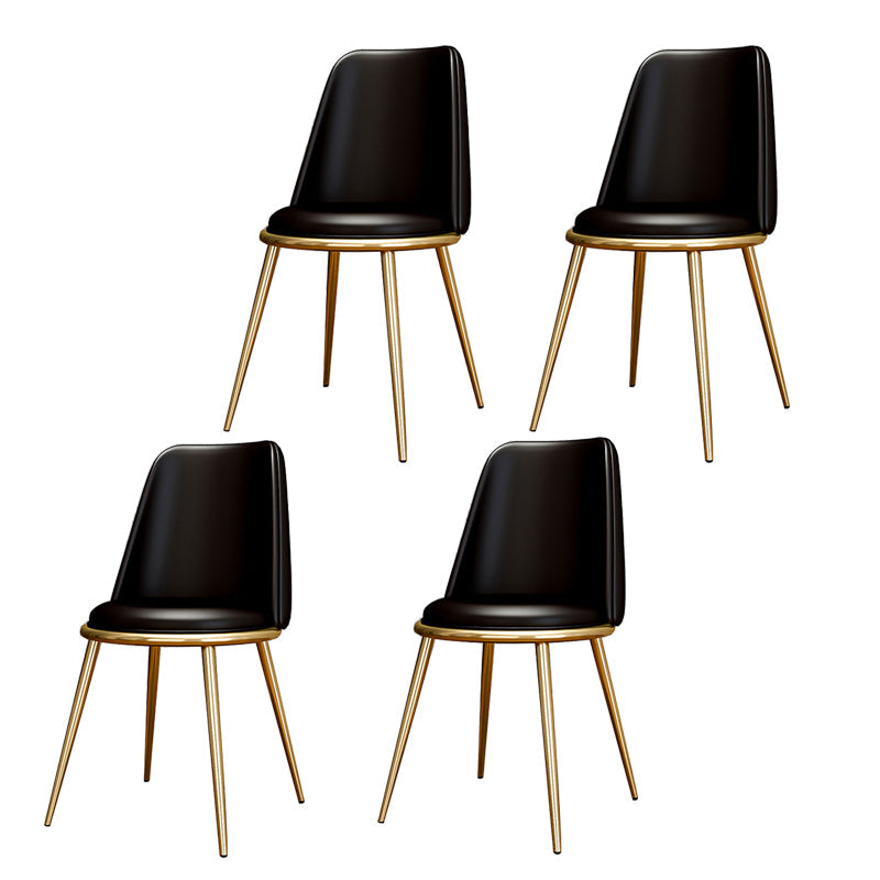 Glam Style Side Chair Parsons Indoor Dining Chair with Gold Legs Black 4 Piece Set Clearhalo 'Dining Chairs' 'Dining Tables & Seating' 'dining_chair' 'furn' 'furn_dining_chair' 'Furniture' 'furniture_dining_chair' 'Kitchen & Dining Furniture' 4978276