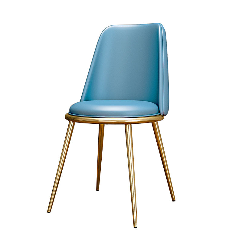 Glam Style Side Chair Parsons Indoor Dining Chair with Gold Legs Light Blue 1 Piece Clearhalo 'Dining Chairs' 'Dining Tables & Seating' 'dining_chair' 'furn' 'furn_dining_chair' 'Furniture' 'furniture_dining_chair' 'Kitchen & Dining Furniture' 4978277