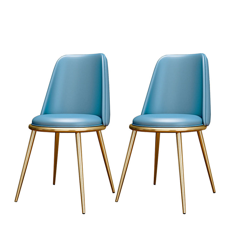 Glam Style Side Chair Parsons Indoor Dining Chair with Gold Legs Light Blue 2 Piece Set Clearhalo 'Dining Chairs' 'Dining Tables & Seating' 'dining_chair' 'furn' 'furn_dining_chair' 'Furniture' 'furniture_dining_chair' 'Kitchen & Dining Furniture' 4978278