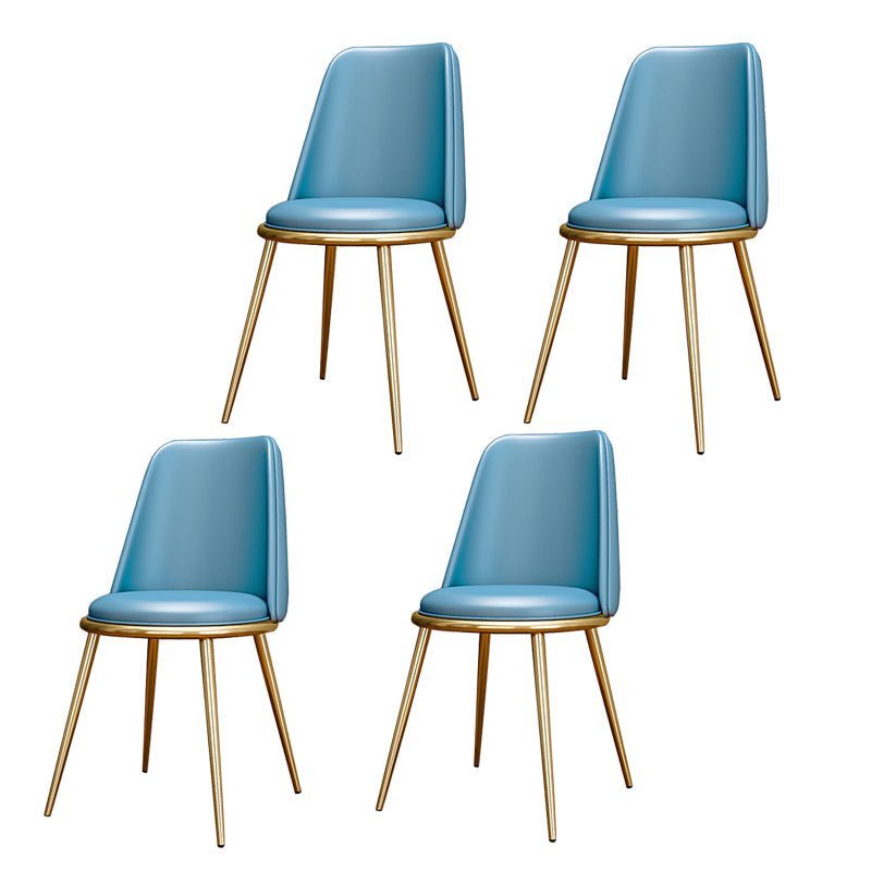 Glam Style Side Chair Parsons Indoor Dining Chair with Gold Legs Light Blue 4 Piece Set Clearhalo 'Dining Chairs' 'Dining Tables & Seating' 'dining_chair' 'furn' 'furn_dining_chair' 'Furniture' 'furniture_dining_chair' 'Kitchen & Dining Furniture' 4978279