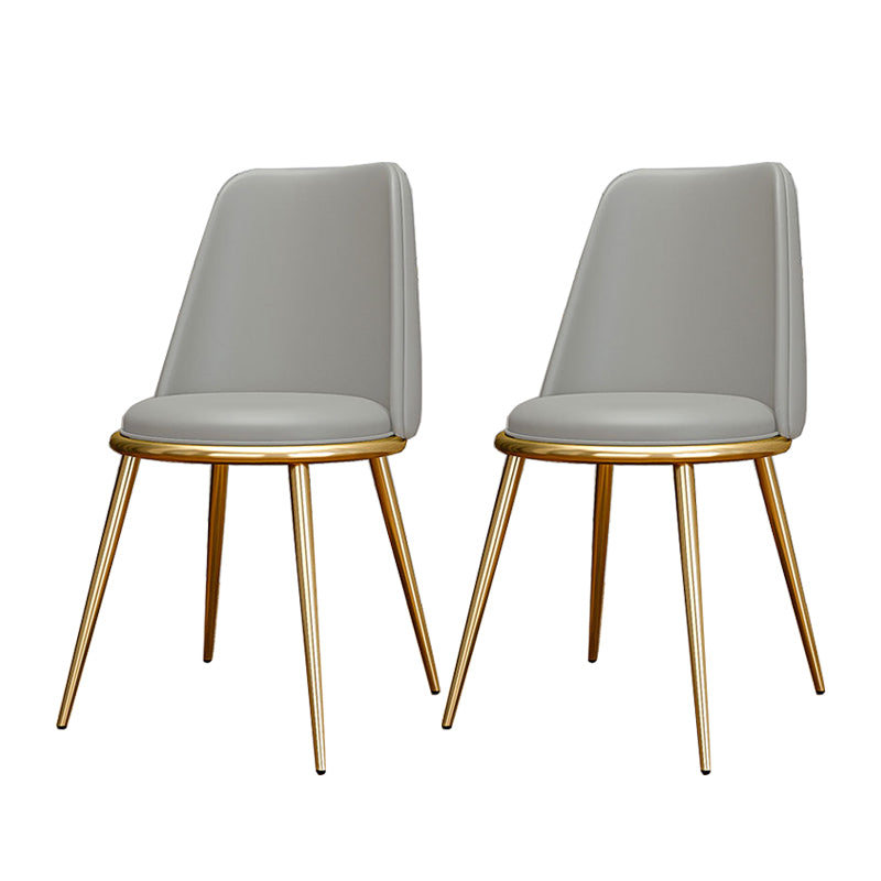 Glam Style Side Chair Parsons Indoor Dining Chair with Gold Legs Light Gray 2 Piece Set Clearhalo 'Dining Chairs' 'Dining Tables & Seating' 'dining_chair' 'furn' 'furn_dining_chair' 'Furniture' 'furniture_dining_chair' 'Kitchen & Dining Furniture' 4978284