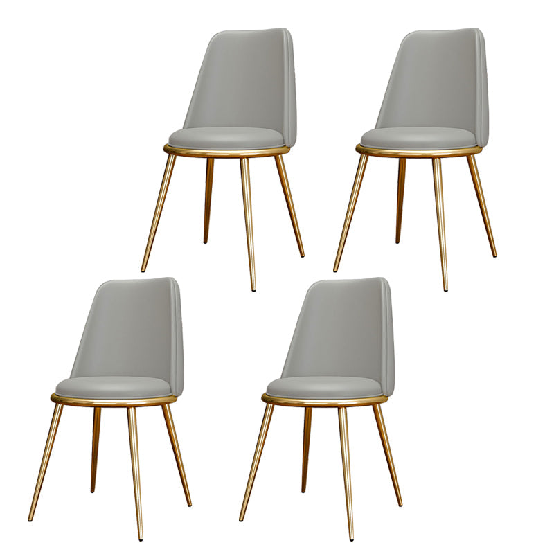 Glam Style Side Chair Parsons Indoor Dining Chair with Gold Legs Light Gray 4 Piece Set Clearhalo 'Dining Chairs' 'Dining Tables & Seating' 'dining_chair' 'furn' 'furn_dining_chair' 'Furniture' 'furniture_dining_chair' 'Kitchen & Dining Furniture' 4978285