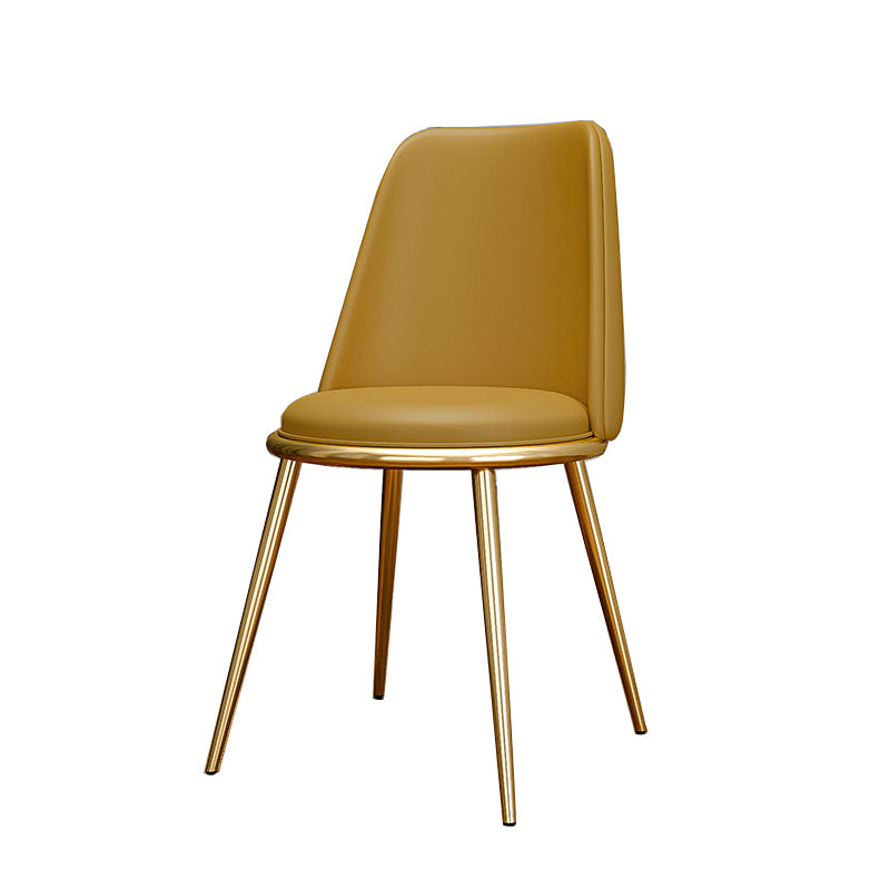 Glam Style Side Chair Parsons Indoor Dining Chair with Gold Legs Yellow 1 Piece Clearhalo 'Dining Chairs' 'Dining Tables & Seating' 'dining_chair' 'furn' 'furn_dining_chair' 'Furniture' 'furniture_dining_chair' 'Kitchen & Dining Furniture' 4978286