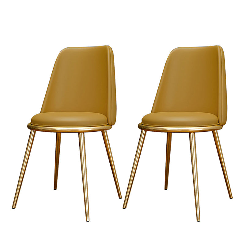 Glam Style Side Chair Parsons Indoor Dining Chair with Gold Legs Yellow 2 Piece Set Clearhalo 'Dining Chairs' 'Dining Tables & Seating' 'dining_chair' 'furn' 'furn_dining_chair' 'Furniture' 'furniture_dining_chair' 'Kitchen & Dining Furniture' 4978287