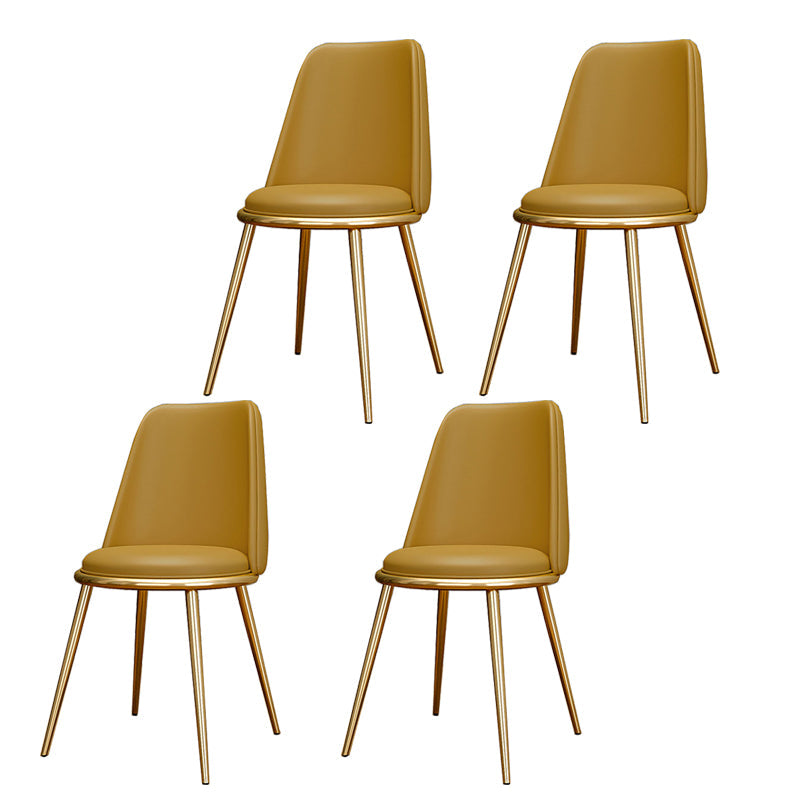 Glam Style Side Chair Parsons Indoor Dining Chair with Gold Legs Yellow 4 Piece Set Clearhalo 'Dining Chairs' 'Dining Tables & Seating' 'dining_chair' 'furn' 'furn_dining_chair' 'Furniture' 'furniture_dining_chair' 'Kitchen & Dining Furniture' 4978288