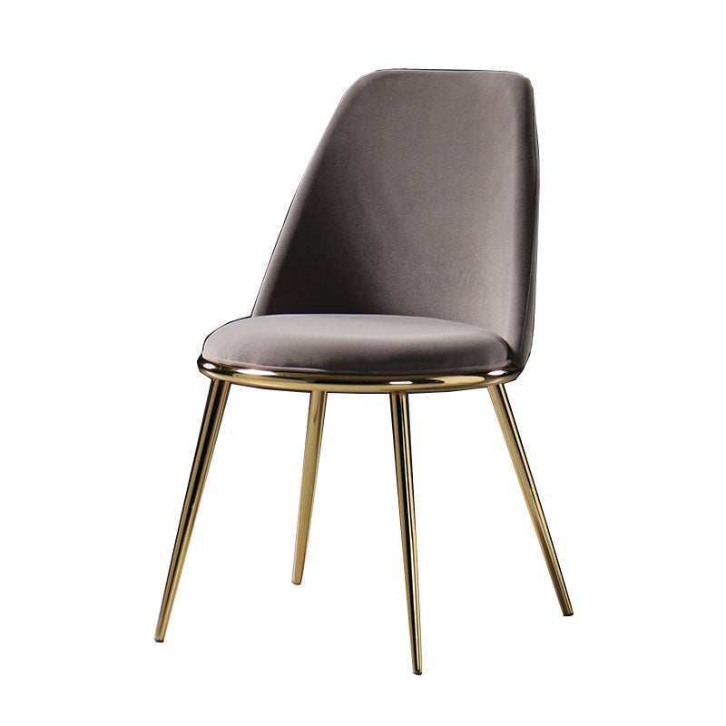 Glam Style Side Chair Parsons Indoor Dining Chair with Gold Legs Grey 1 Piece Clearhalo 'Dining Chairs' 'Dining Tables & Seating' 'dining_chair' 'furn' 'furn_dining_chair' 'Furniture' 'furniture_dining_chair' 'Kitchen & Dining Furniture' 4978292