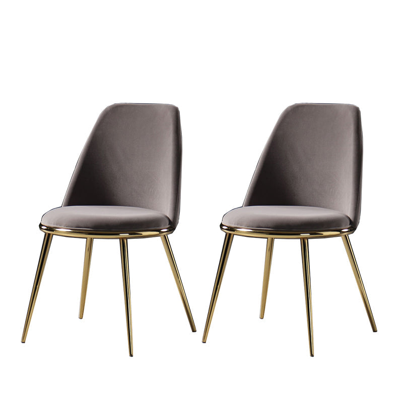 Glam Style Side Chair Parsons Indoor Dining Chair with Gold Legs Grey 2 Piece Set Clearhalo 'Dining Chairs' 'Dining Tables & Seating' 'dining_chair' 'furn' 'furn_dining_chair' 'Furniture' 'furniture_dining_chair' 'Kitchen & Dining Furniture' 4978293