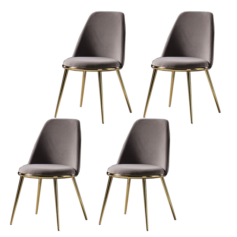 Glam Style Side Chair Parsons Indoor Dining Chair with Gold Legs Grey 4 Piece Set Clearhalo 'Dining Chairs' 'Dining Tables & Seating' 'dining_chair' 'furn' 'furn_dining_chair' 'Furniture' 'furniture_dining_chair' 'Kitchen & Dining Furniture' 4978294